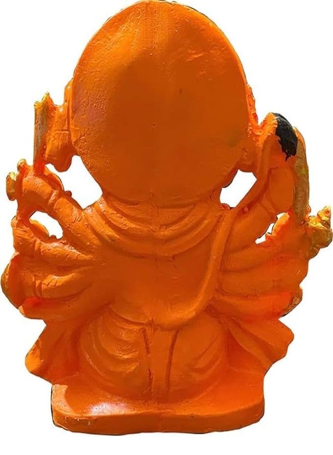 PICKARTME Resin Panchmukhi Hanuman Idol- Bajarang Bali Statue In Sinduri Color | Hanuman Ji Ki Murti For Pooja, Office & Home Temple - 6 Inch, Orange - Image 2